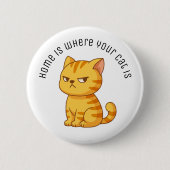 Cranky Orange Tabby Cat Custom Text Button (Vorderseite)