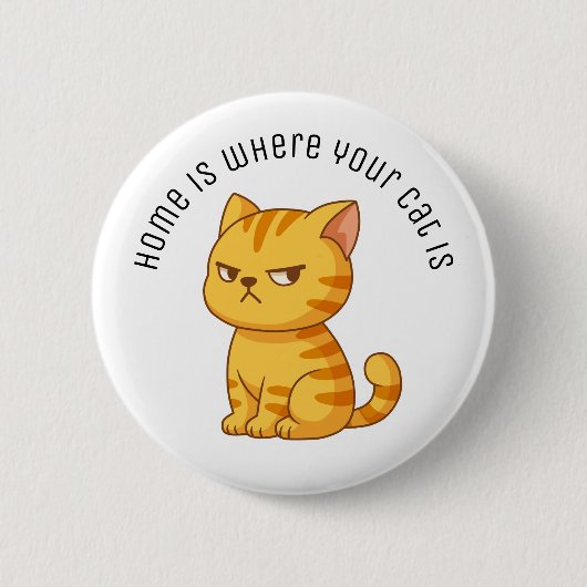 Cranky Orange Tabby Cat Custom Text Button (Vorderseite)
