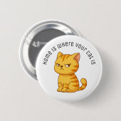 Cranky Orange Tabby Cat Custom Text Button (Vorne & Hinten)