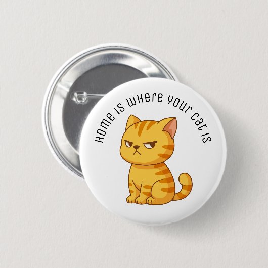 Cranky Orange Tabby Cat Custom Text Button (Vorne & Hinten)