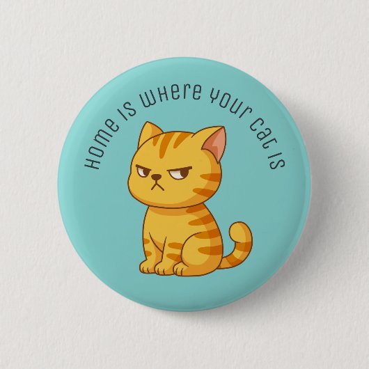 Cranky Orange Tabby Cat Custom Text Green Button (Vorderseite)