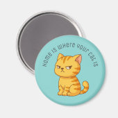Cranky Orange Tabby Cat Custom Text Green Magnet (Vorderseite/Rückseite)
