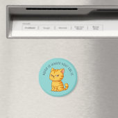 Cranky Orange Tabby Cat Custom Text Green Magnet (In Situ (Geschirrspüler))