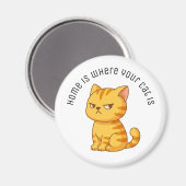 Cranky Orange Tabby Cat Custom Text Magnet (Vorderseite/Rückseite)