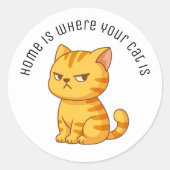 Cranky Orange Tabby Cat Custom Text Runder Aufkleber (Vorderseite)