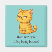 Cranky Orange Tabby Cat Funny Text Green Magnet (Vorne)