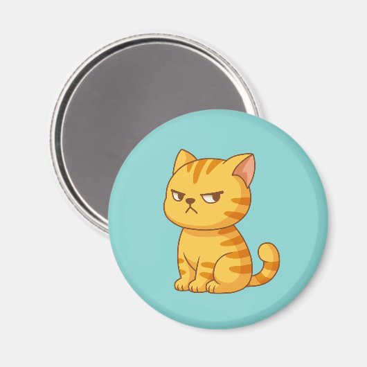 Cranky Orange Tabby Cat Green Magnet (Vorderseite/Rückseite)