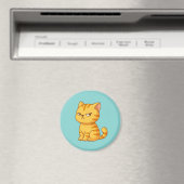 Cranky Orange Tabby Cat Green Magnet (In Situ (Geschirrspüler))
