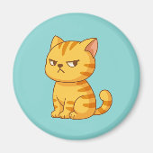 Cranky Orange Tabby Cat Green Magnet (Vorne)