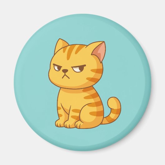 Cranky Orange Tabby Cat Green Magnet (Vorne)