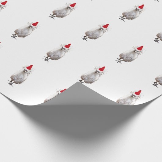 Cranky Silkie Bantam Chicken Weihnachtsmannmütze W Geschenkpapier (Ecke)