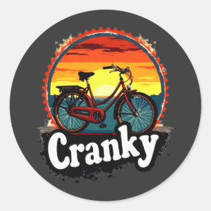 Cranky Sunset Bicycle T-Shirt - Energie für Ihren Runder Aufkleber