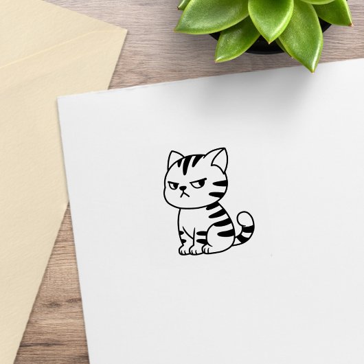 Cranky Tabby Cat 1x1 Gummistempel