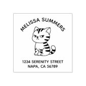 Cranky Tabby Cat Arch Address Gummistempel (Prägung)