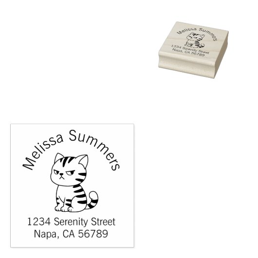 Cranky Tabby Cat Arch Address Gummistempel (Stempel)