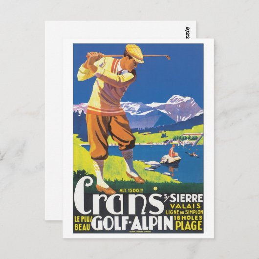 Crans Golf Alpin Reiseplan Postkarte (Vorne/Hinten)