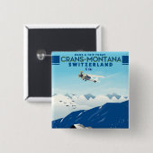Crans-Montana Schweiz Skiposter Button (Vorne & Hinten)