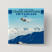 Crans-Montana Schweiz Skiposter Button (Vorderseite)