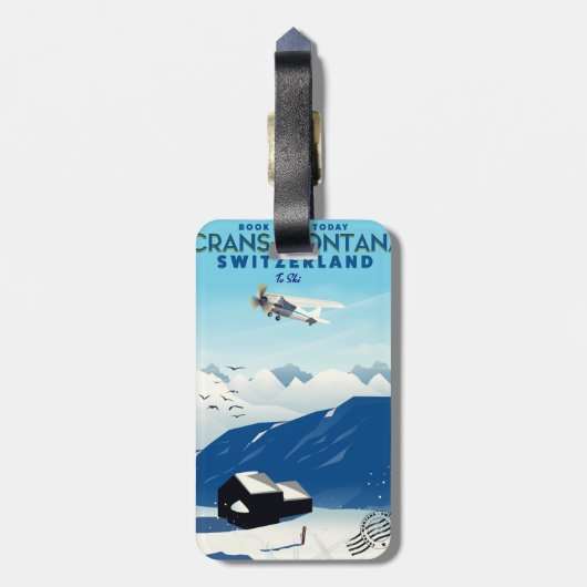 Crans-Montana Schweiz Skiposter Gepäckanhänger (Rückseite vertikal)