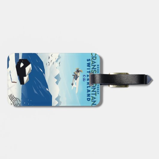 Crans-Montana Schweiz Skiposter Gepäckanhänger (Rückseite horizontal)