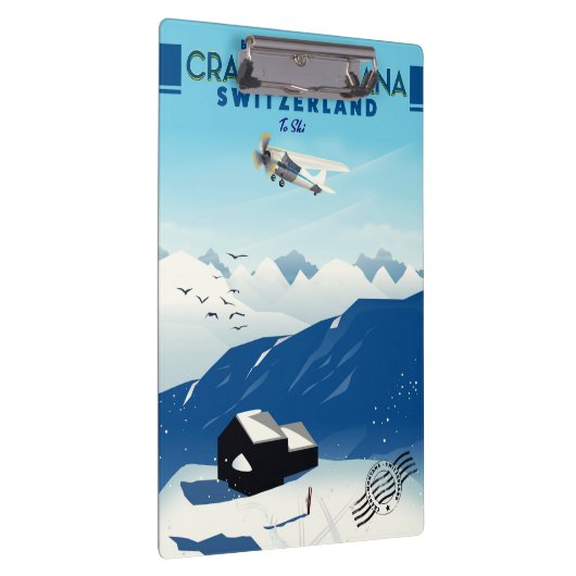 Crans-Montana Schweiz Skiposter Klemmbrett (Rechts)