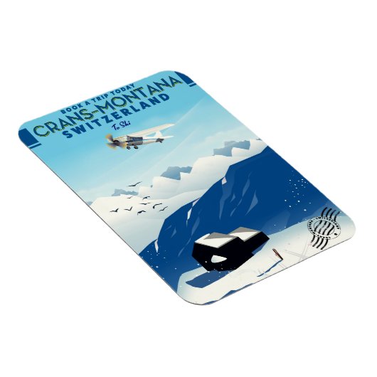Crans-Montana Schweiz Skiposter Magnet (Rechte Seite)