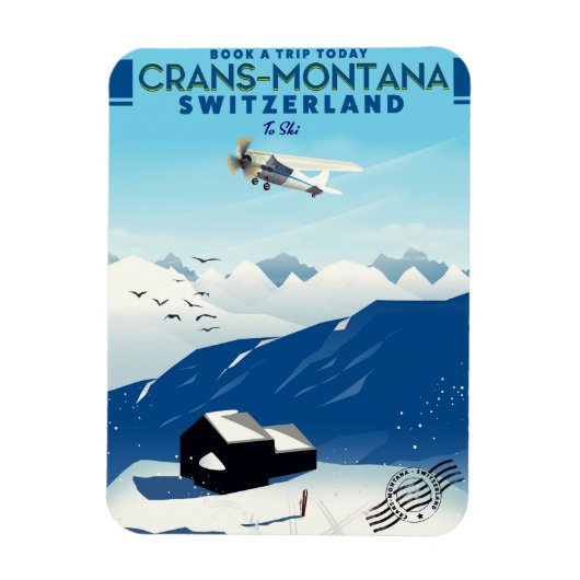 Crans-Montana Schweiz Skiposter Magnet (Vertikal)