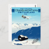 Crans-Montana Schweiz Skiposter Postkarte (Vorne/Hinten)