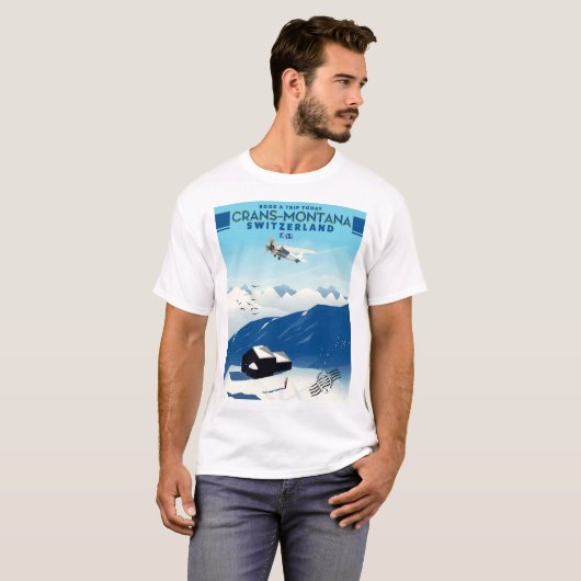 Crans-Montana Schweiz Skiposter T-Shirt (Vorne ganz)