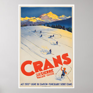 Crans-Montana Ski-Poster Schweiz Reise Kunst Poster