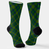 Cranstoun-Tartan Grün Blau Karo Socken (Gewinkelt)