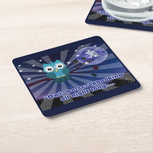 Crapbookers "Owl Be Scrapping All Night Long" Rechteckiger Pappuntersetzer (angewinkelt)