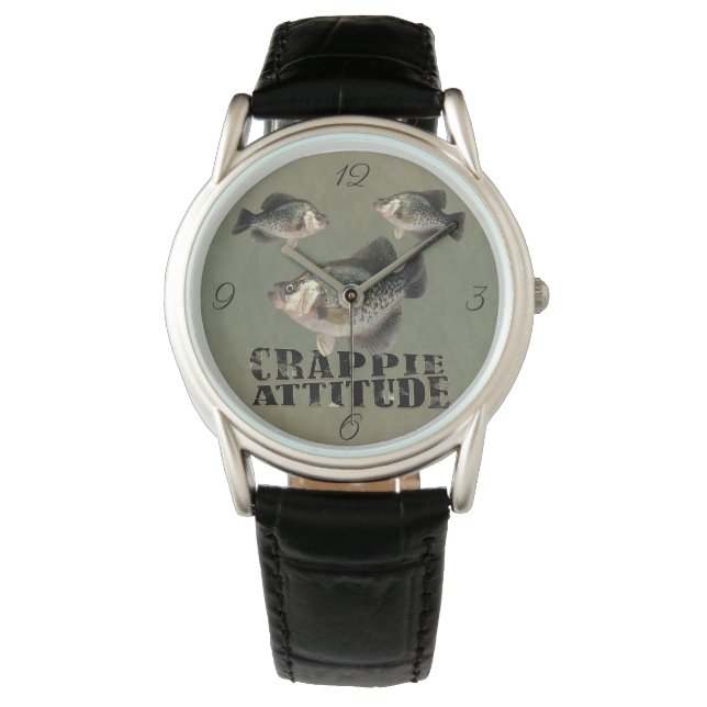 Crappie Attitude Funny Fishing Watch Armbanduhr (Vorderseite)