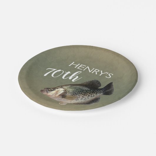 Crappie Fisch 70. Geburtstag Pappteller (Schrägansicht)