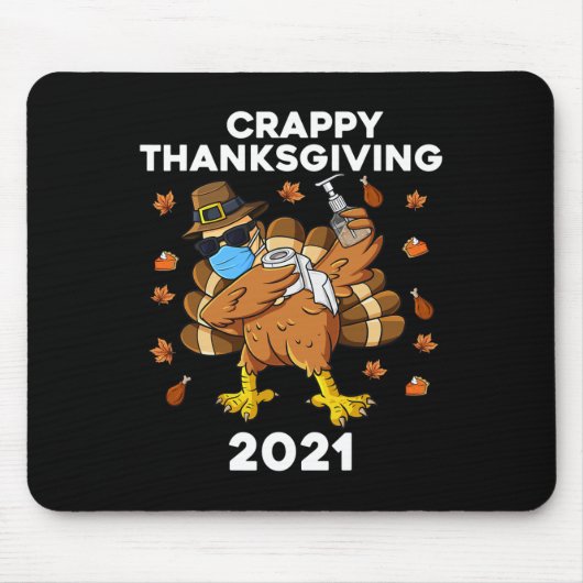 Crappy Erntedank Dabbing Turkey Pilgrim Boys Ki Mousepad (Vorne)