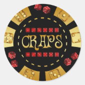 CRAPS GAMING CHIP RUNDER AUFKLEBER (Vorderseite)