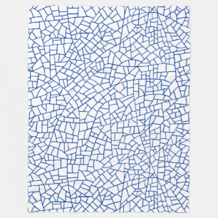 Craquelure-Muster - Marineblau auf Weiß Fleecedecke