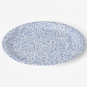 Craquelure Pattern - Navy Blue on White Pappteller (Schrägansicht)