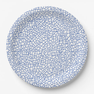 Craquelure Pattern - Navy Blue on White Pappteller
