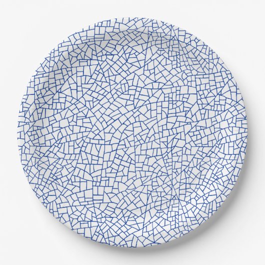 Craquelure Pattern - Navy Blue on White Pappteller (Vorderseite)