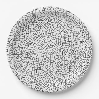 Craquelure Pattern - Schwarz auf Weiß Pappteller