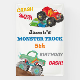 Crash Smash Monster Truck Geburtstag Bash Farbe Banner