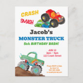 Crash Smash Monster Truck Geburtstag Bash Farbe Postkarte (Vorderseite)