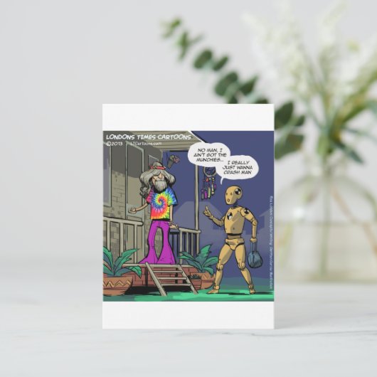 Crash Test Hippie Funny Postkarte (Stehend Vorderseite)