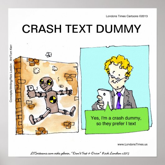 Crash Text Dummy Funny Poster (Vorne)
