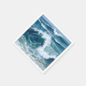 Crashing Ocean Waves | Coastal Blue Watercolor Serviette (Ecke)
