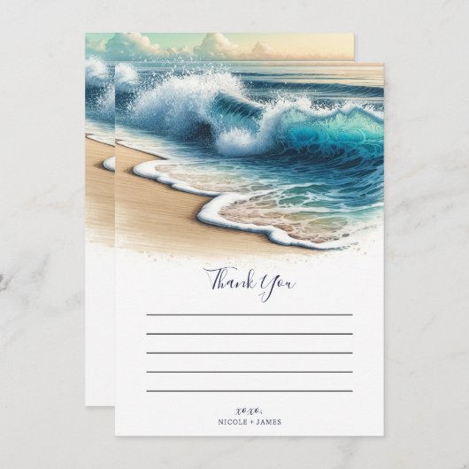 Crashing Ocean Waves Küstenstrand Danke Einladung (Vorne/Hinten)