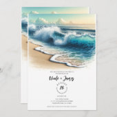 Crashing Ocean Waves Rustic Coastal Beach Hochzeit Einladung (Vorne/Hinten)
