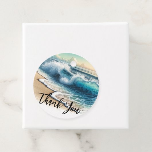 Crashing Ocean Waves Rustic Coastal Beach Hochzeit Geschenkanhänger (Beispiel)