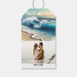 Crashing Ocean Waves Rustic Coastal Beach Hochzeit Geschenkanhänger